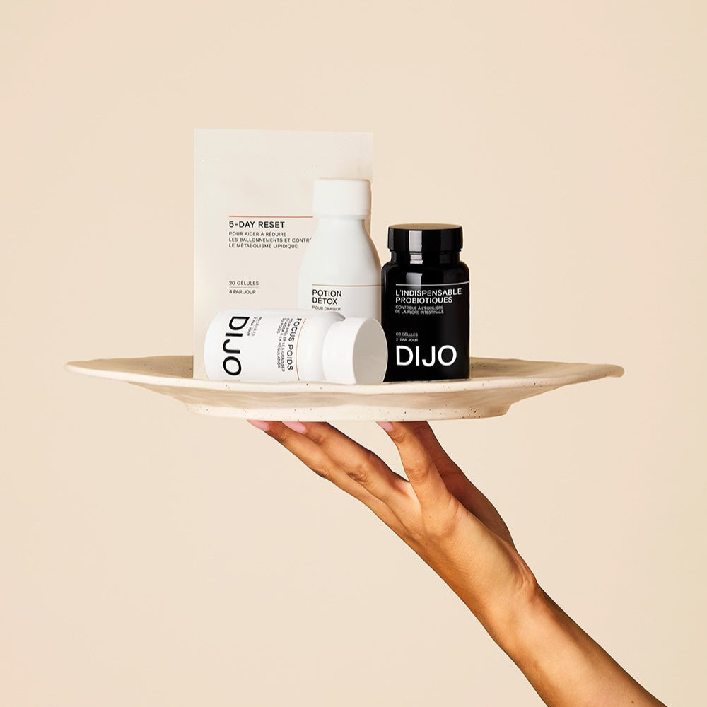L'Indispensable DIJO — flacon sur plateau lifestyle